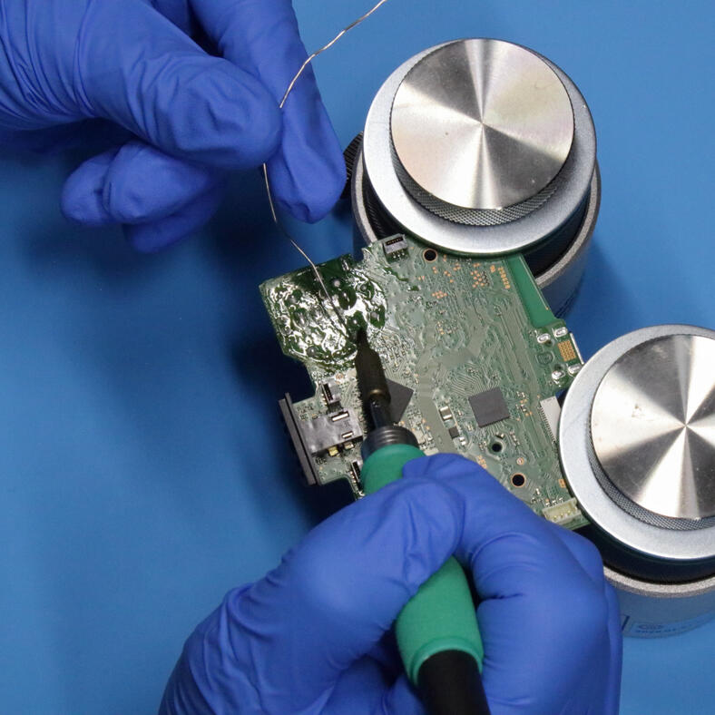 Controller circuit board during soldering repair